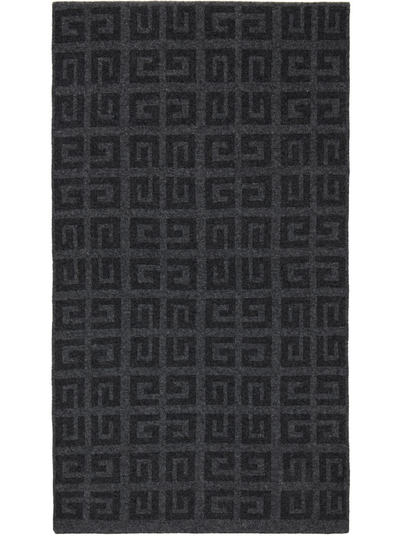 Givenchy Gray 'Givenchy' Double Face Knit Scarf outlook