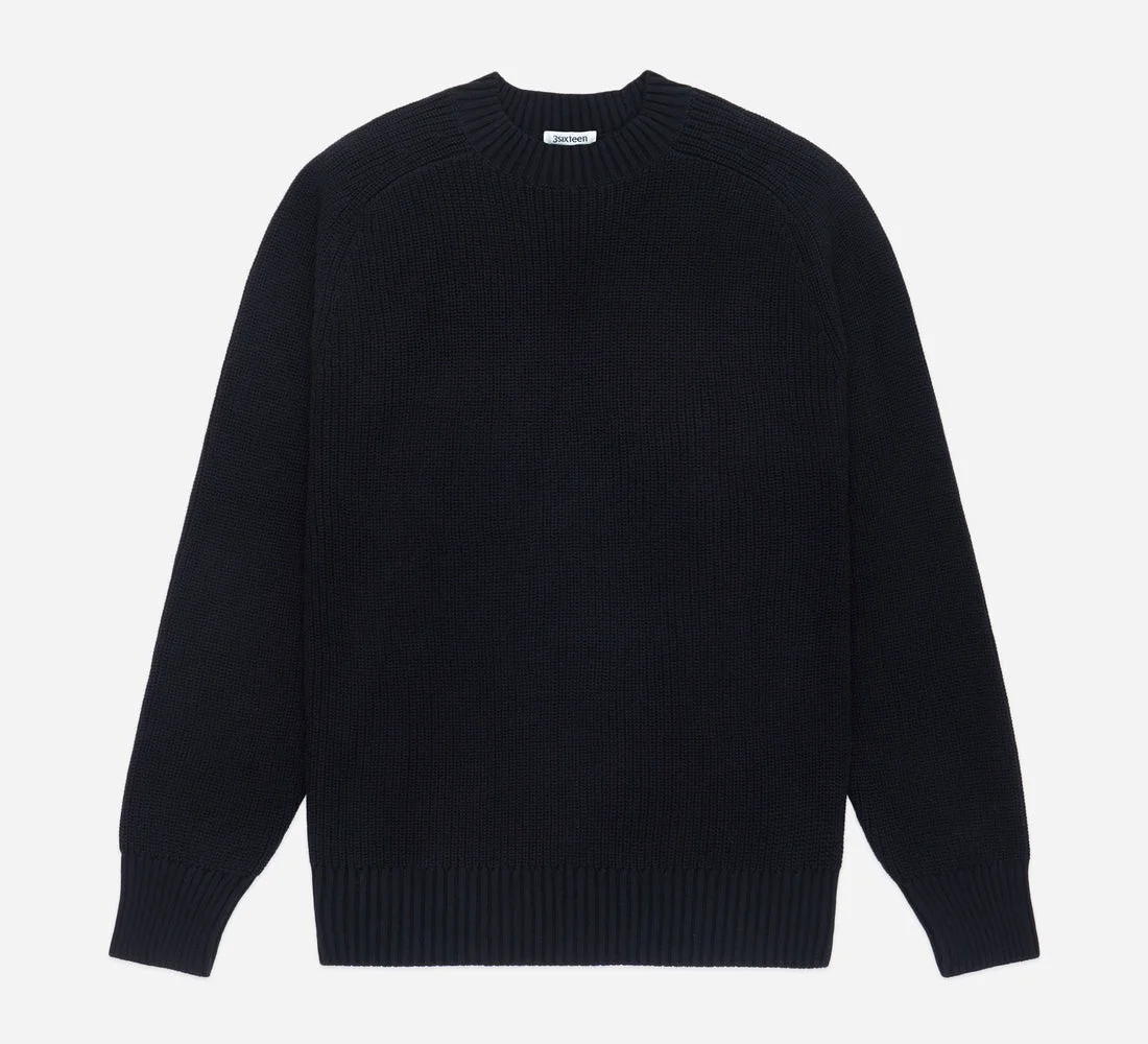 Cotton Crewneck Sweater ~ Black - 1