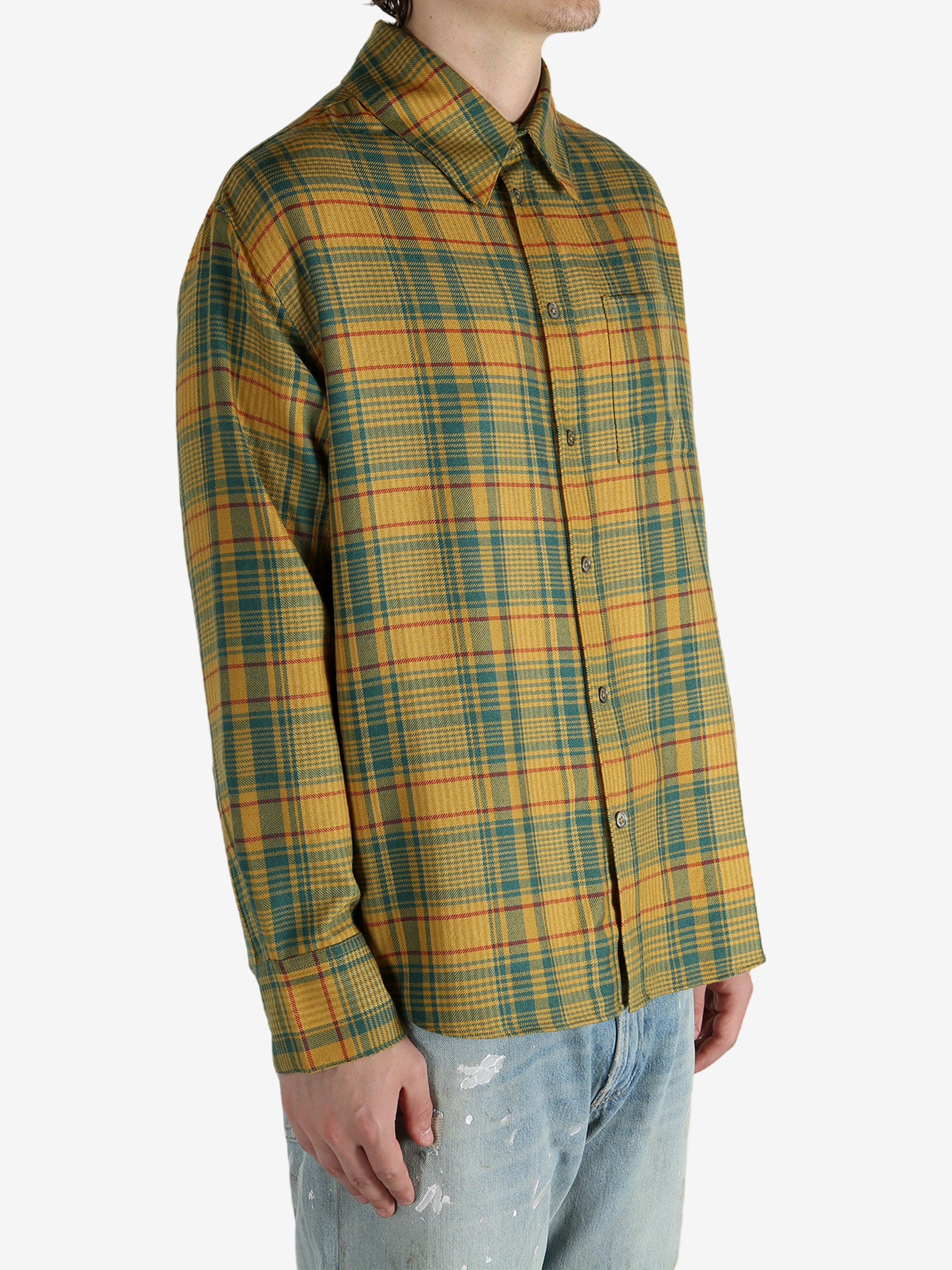 THE ELDER STATESMAN - Men Plaid Pashmina Big Shirt - 2