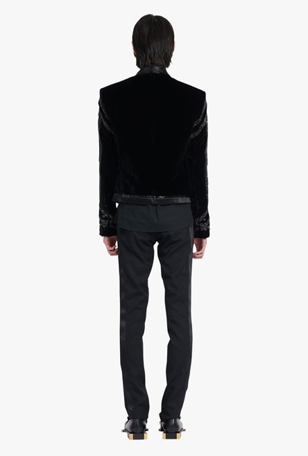 Black velvet spencer jacket with rhinestone embroidery - 3