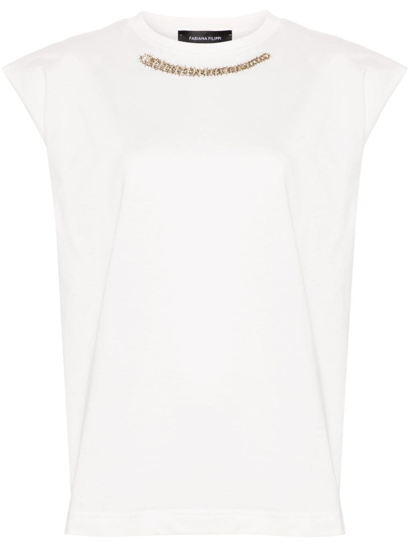 beaded cotton T-shirt 1