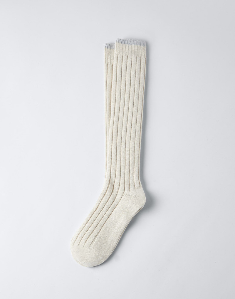 Cashmere chiné rib knit socks 1