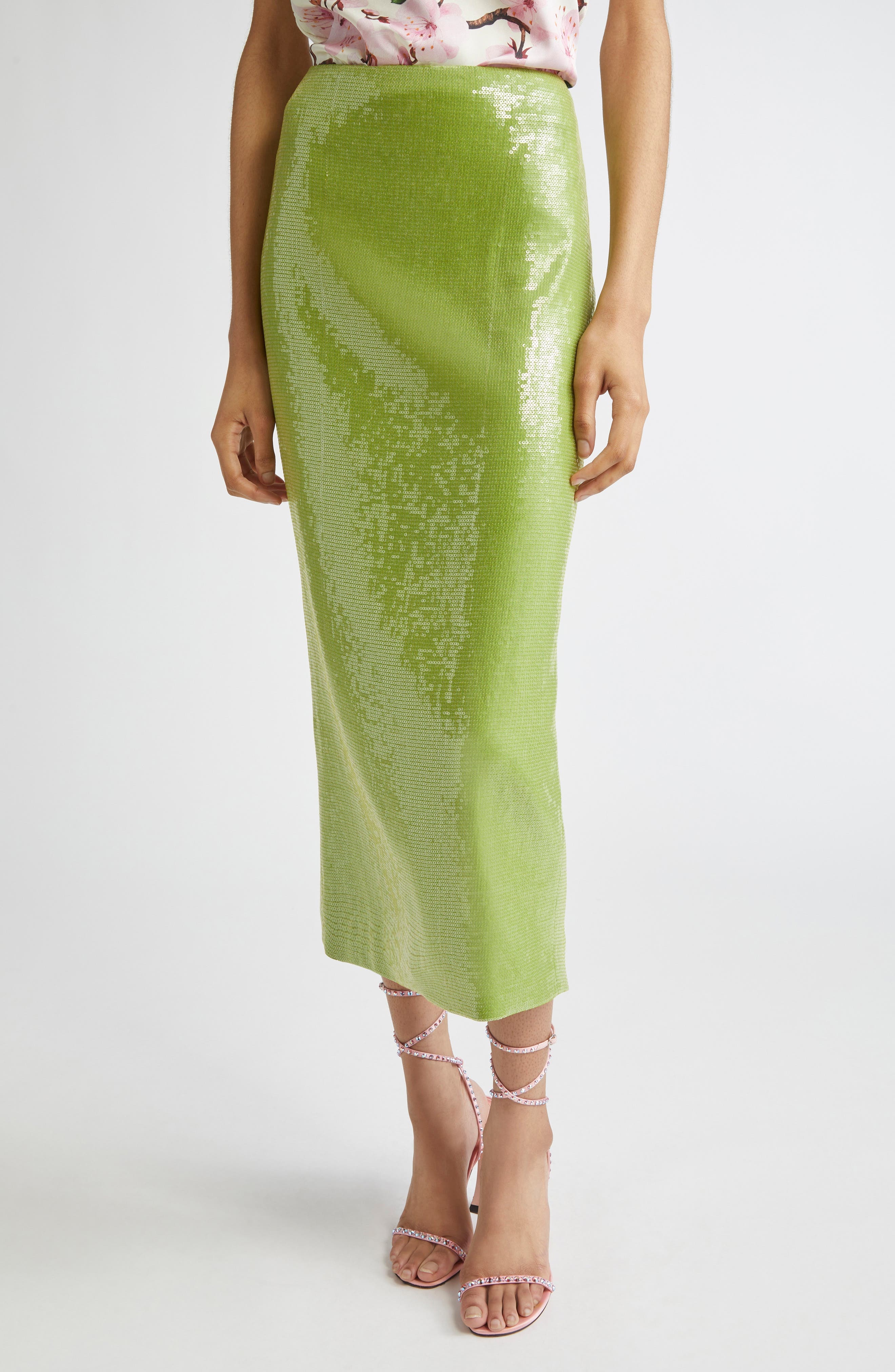 Oscar de la Renta Sequin Jersey Pencil Skirt in Fern at Nordstrom - 1