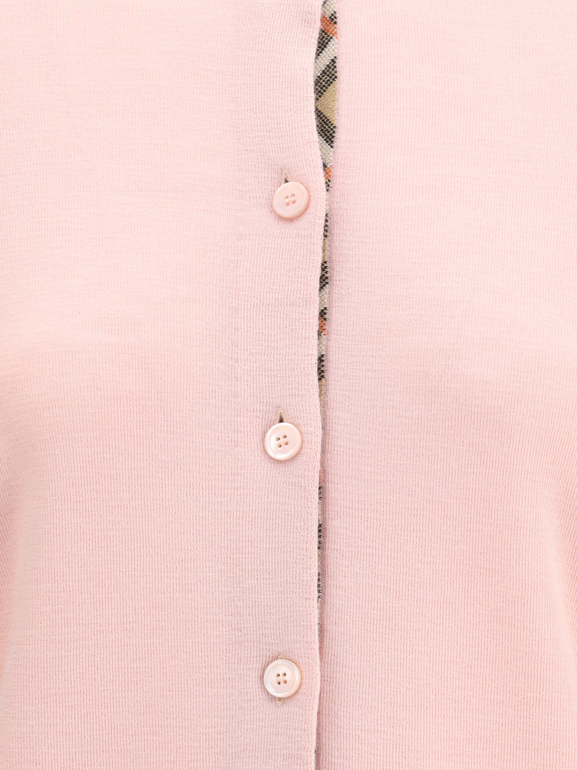 Burberry Women Check Collar Wool Cardigan - 3