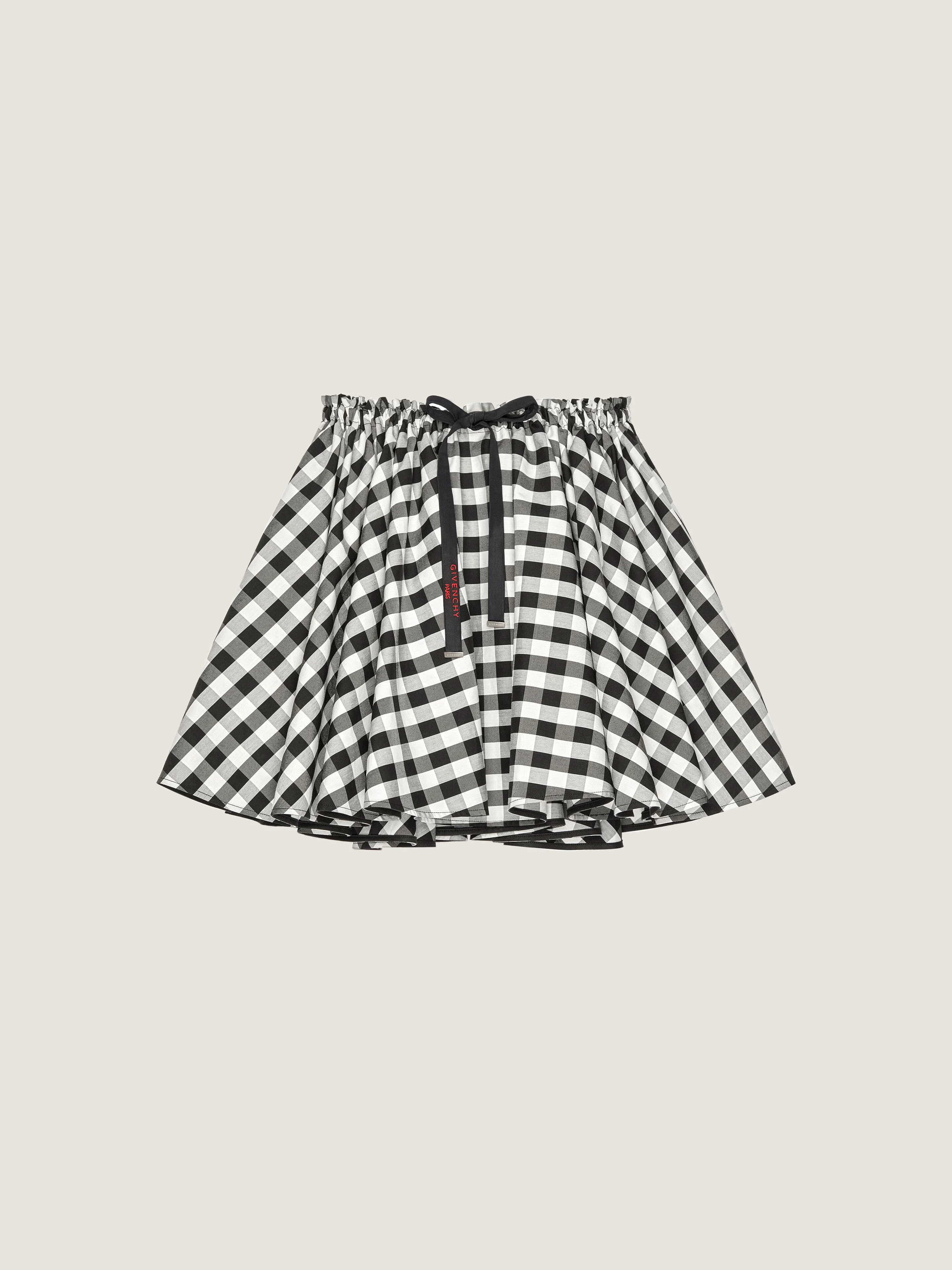 MINI PLEATED SKIRT IN CHECKED COTTON - 1