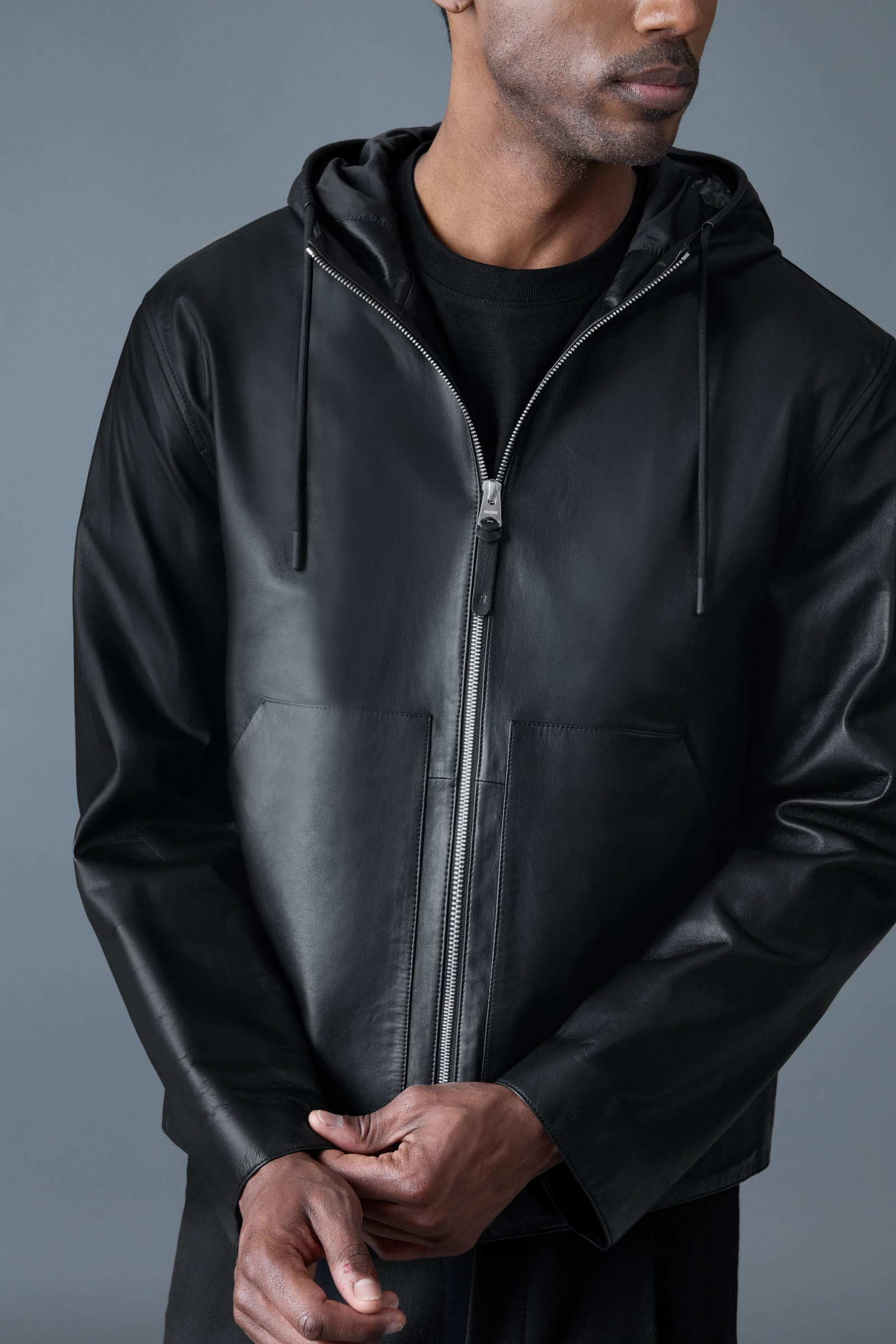 IVAN Leather Hooded Jacket - 5