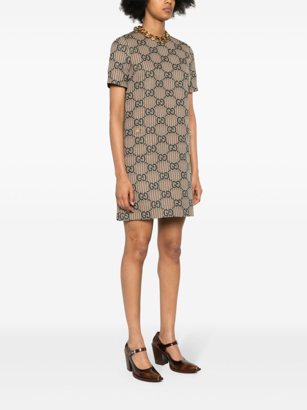 GG-jacquard wool dress - 3