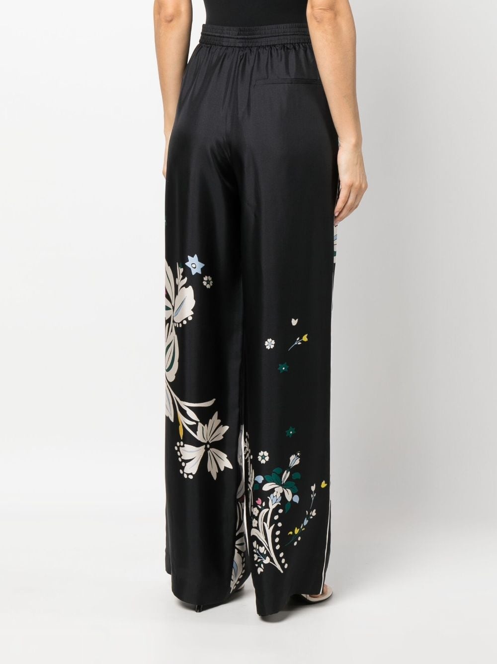 floral-print silk drawstring trousers - 4