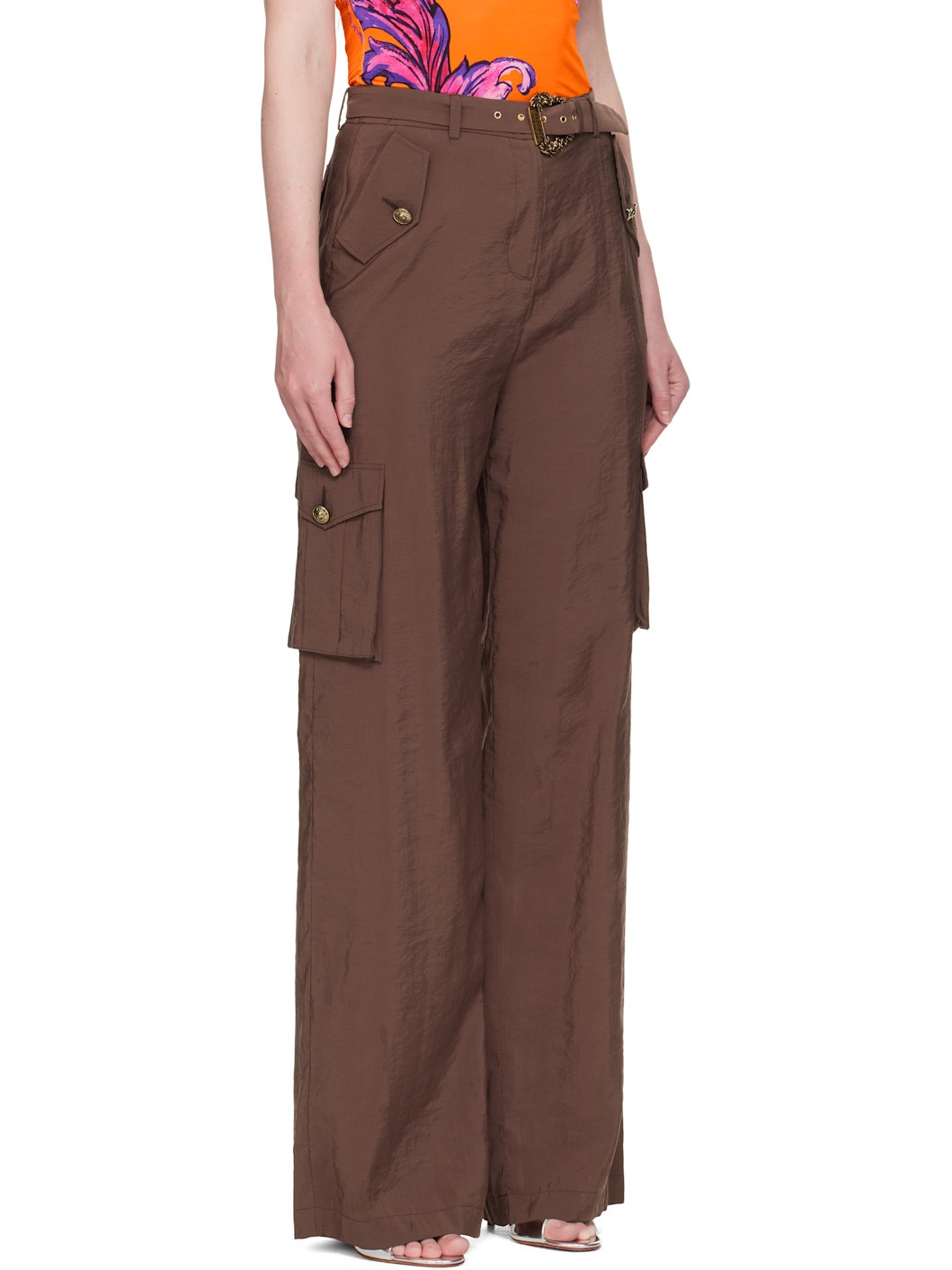 Brown Baroque Buckle Cargo Pants - 2