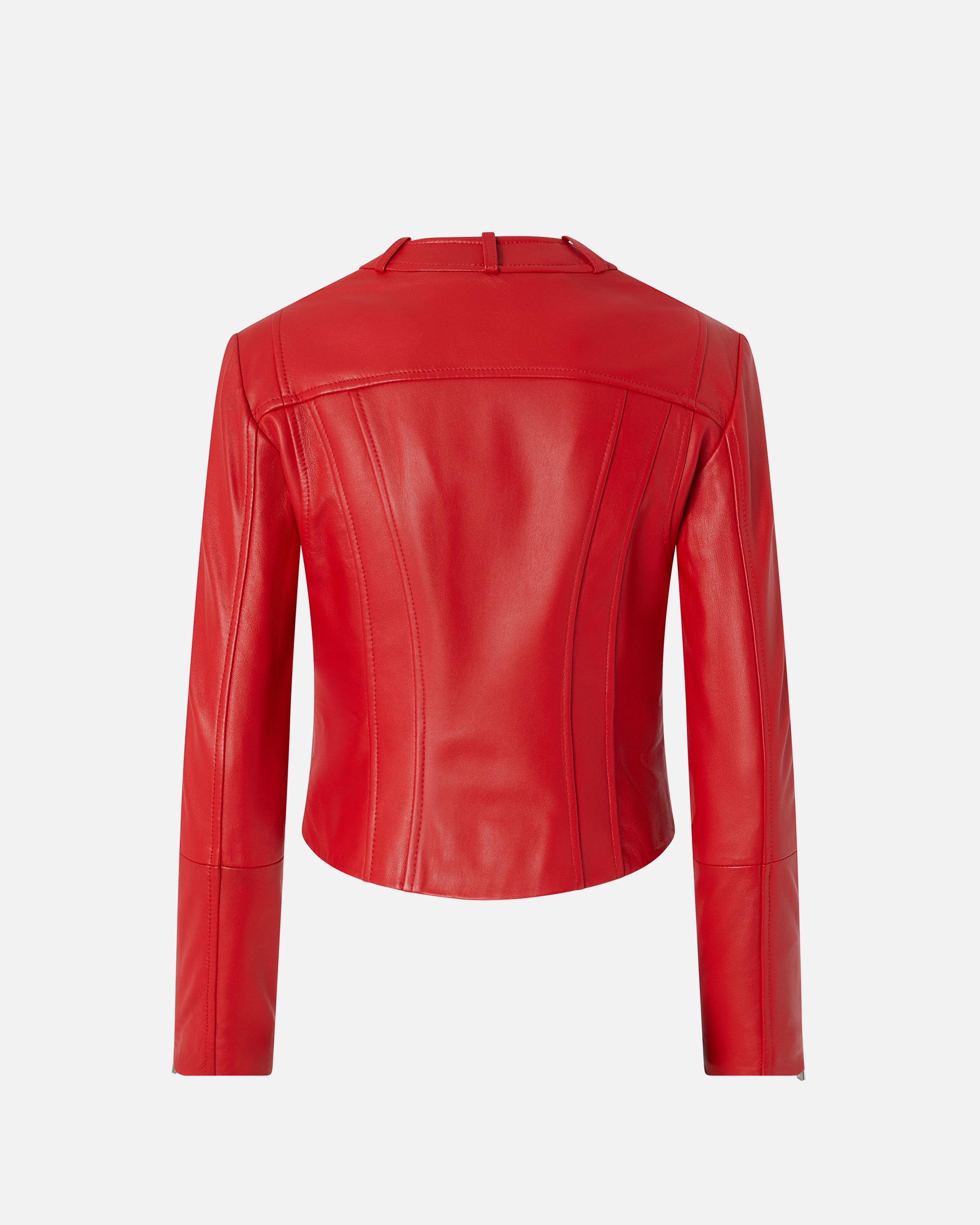 NAPPA LEATHER BIKER JACKET WITH VERTICAL TOPSTITCHING - 2