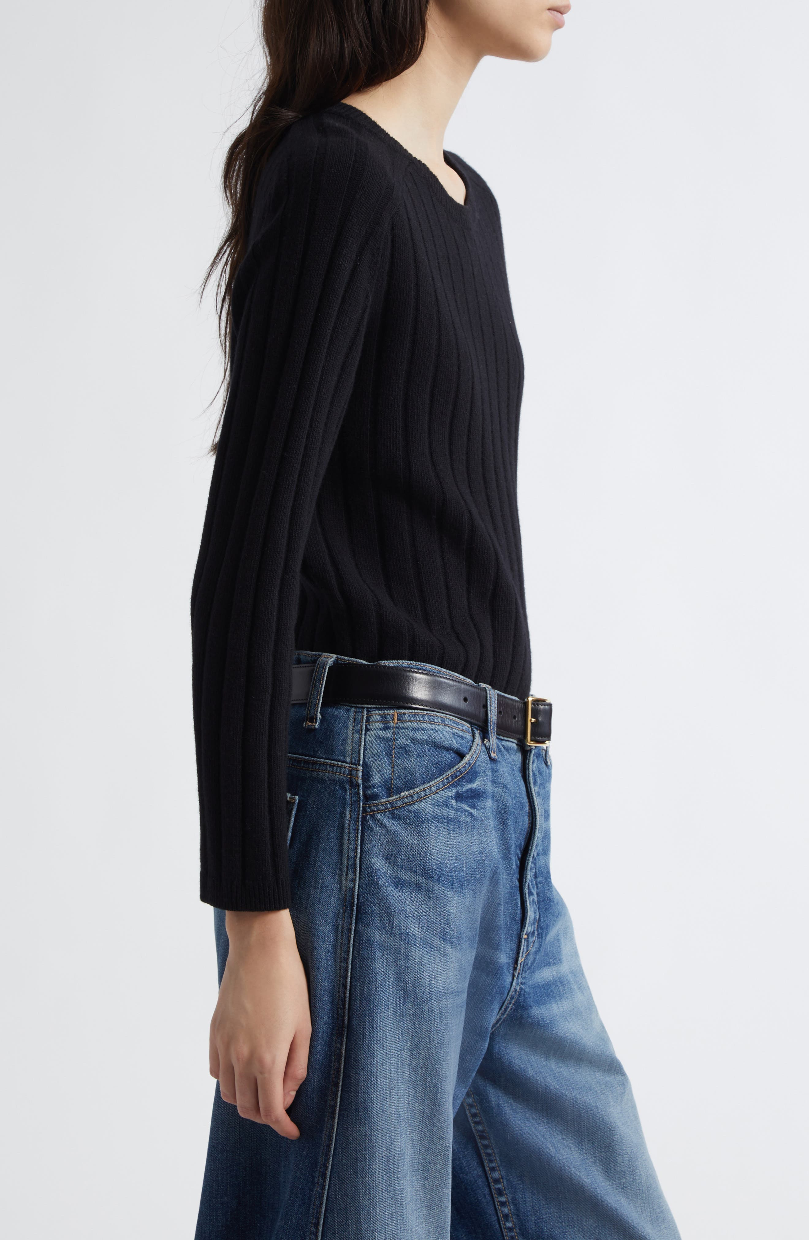 Nili Lotan Alise Rib Cashmere Sweater in Black at Nordstrom - 3