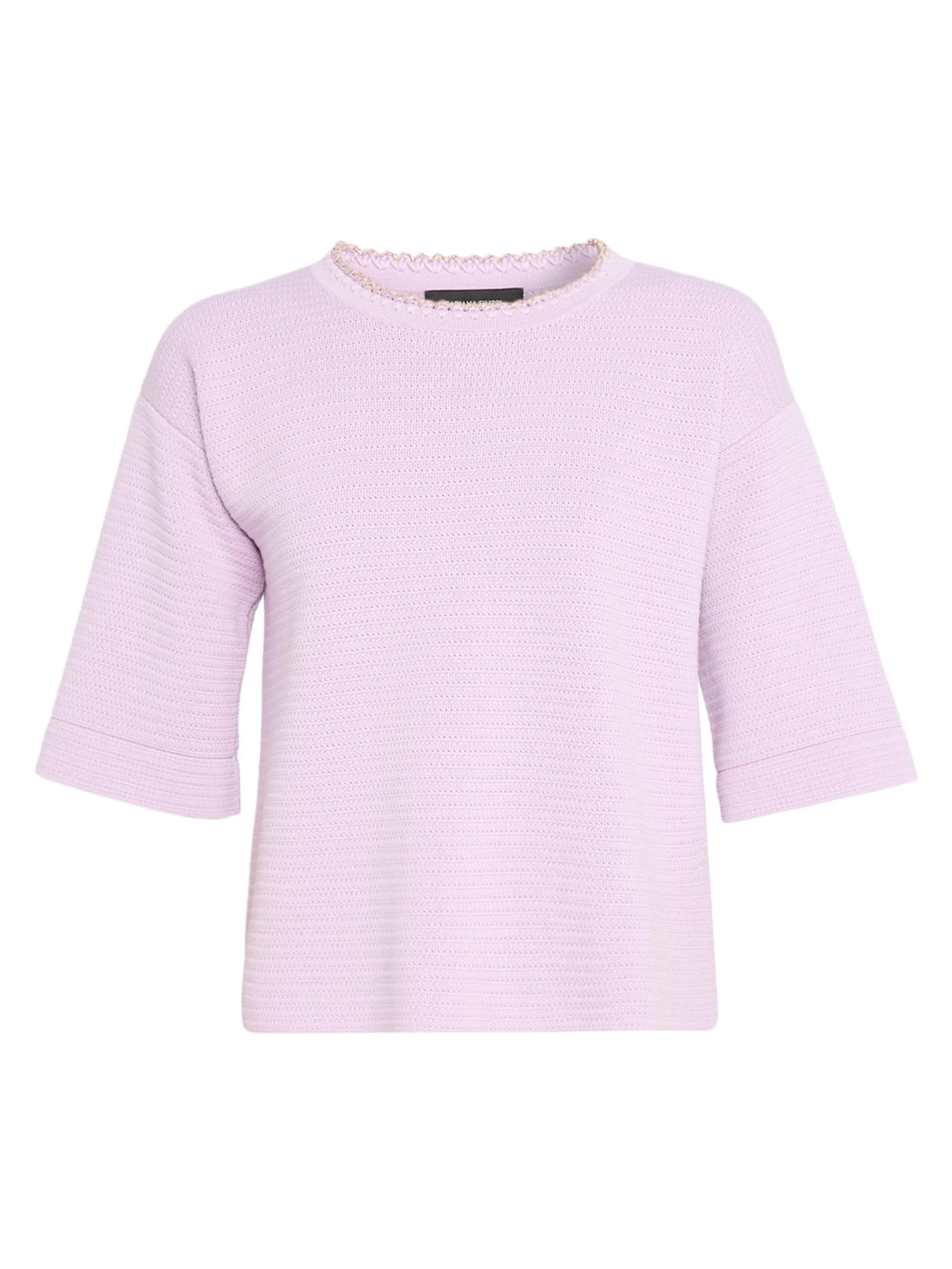 Women's Basket Weave Short-Sleeve Sweater - Rosa Lilla - 1