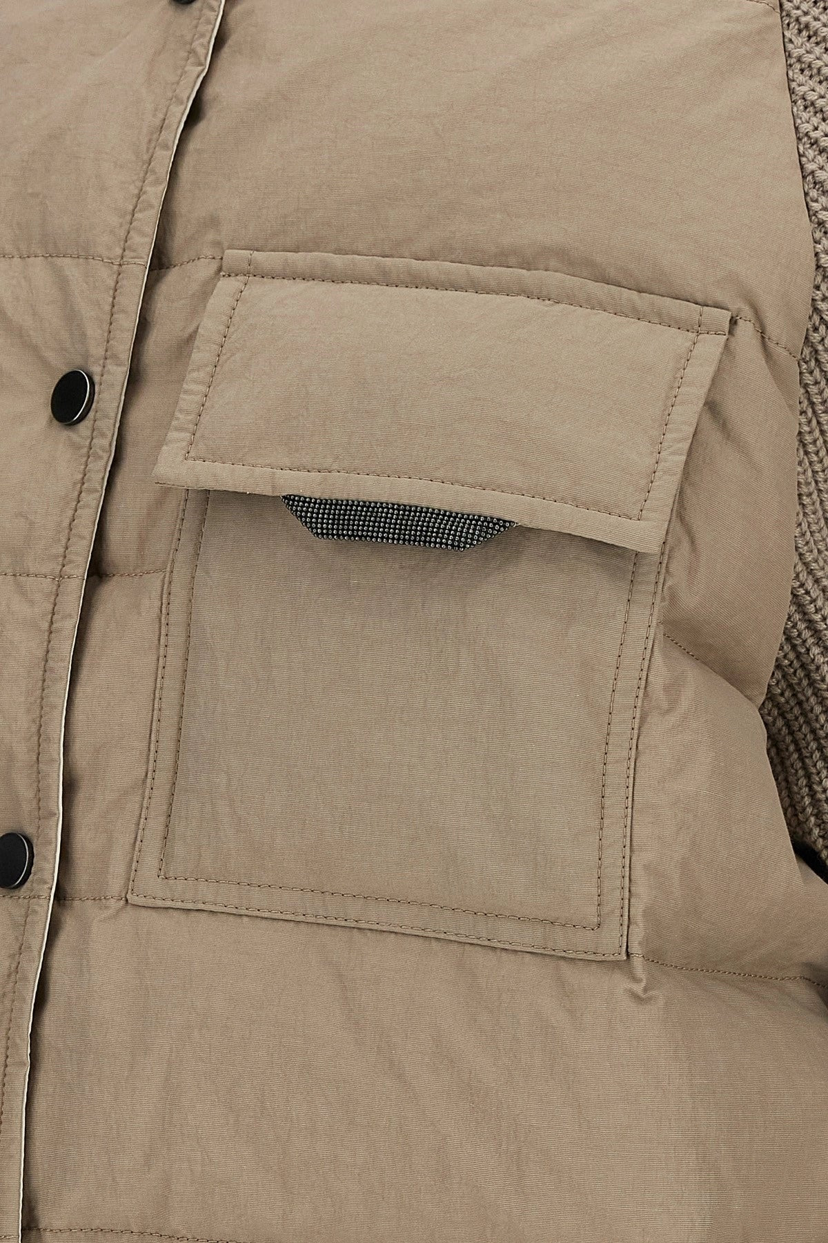 Brunello Cucinelli Women Two-Material 'Shiny Flap Detail' Down Jacket - 5