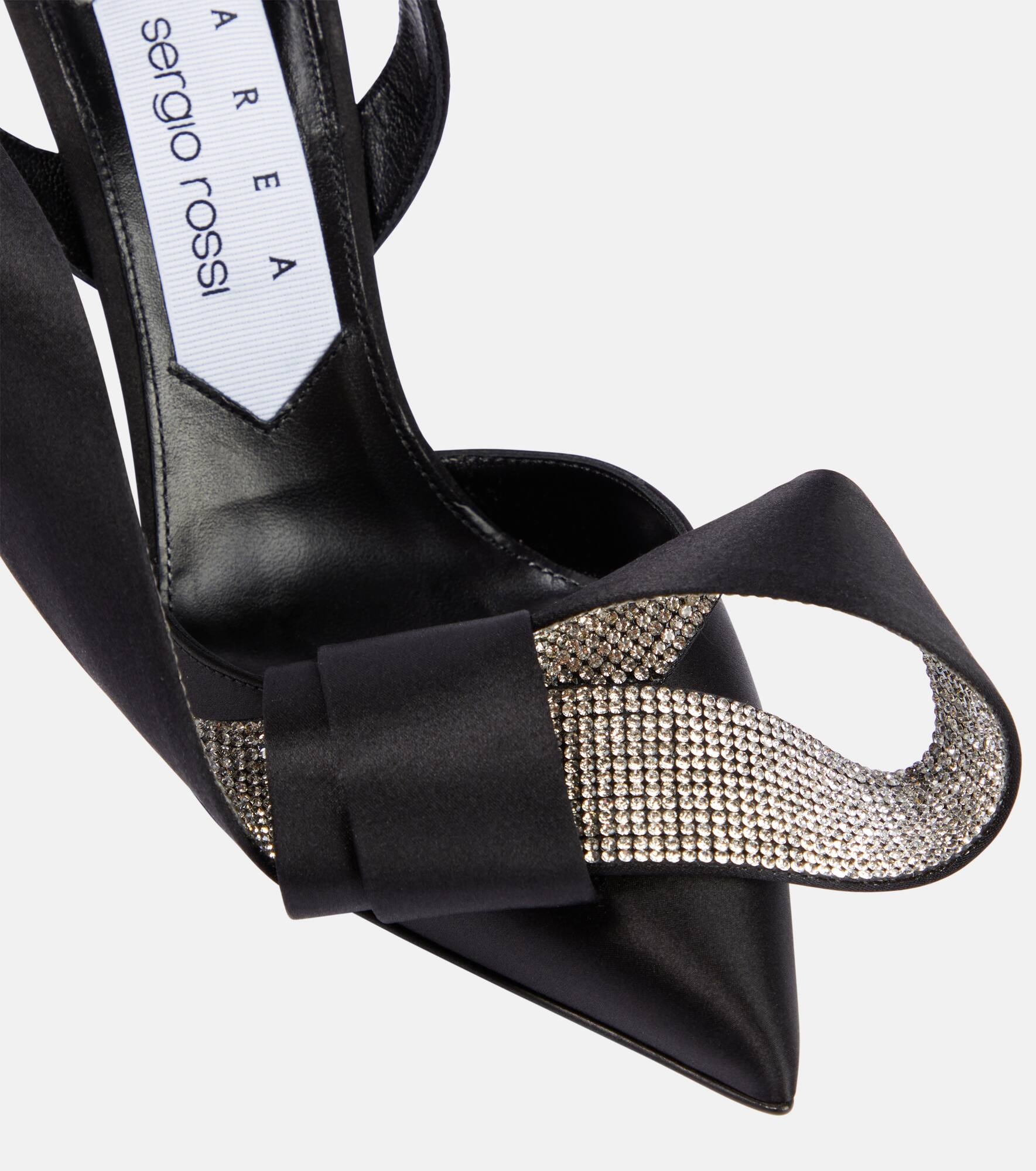 X Sergio Rossi embellished satin slingback pumps - 6