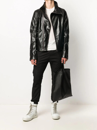 Rick Owens oversize collar biker jacket outlook