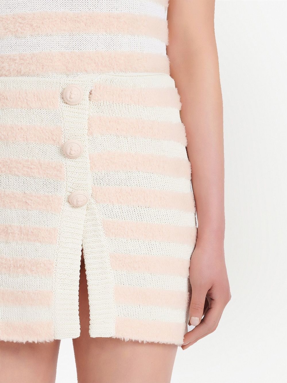 striped knitted button-up skirt - 5
