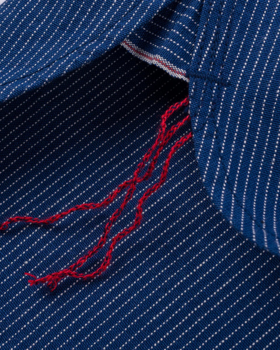 IHSH-420-PIN 5oz Selvedge Ox Cloth Short Sleeved Work Shirt Pinstripe - 6
