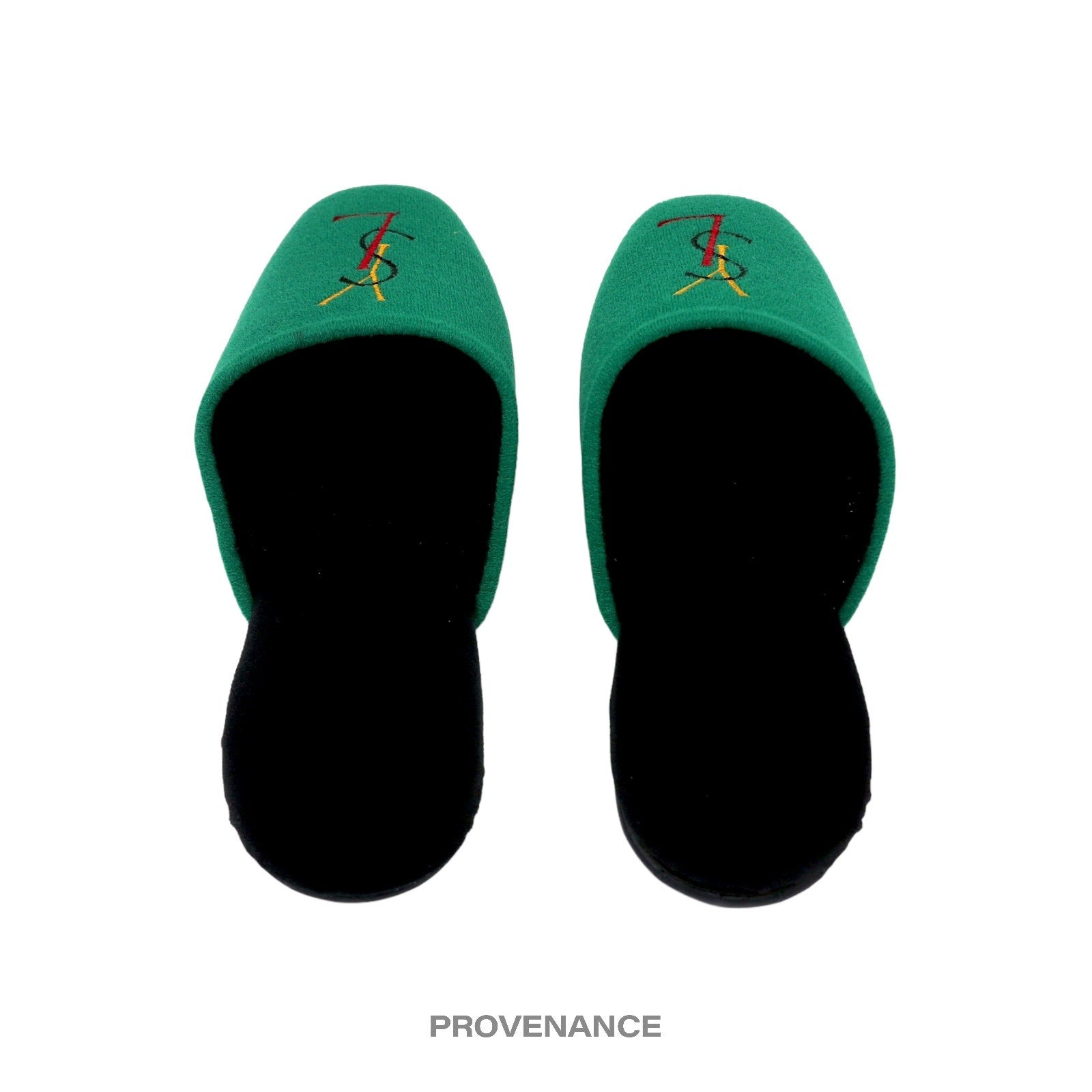 Yves Saint Laurent YSL Logo Slipper - Green Velour - 5