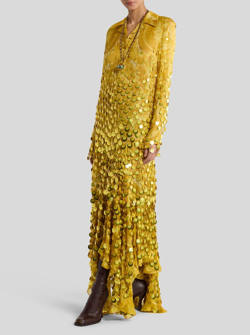 Etro LONG SILK DRESS WITH SEQUIN EMBROIDERY outlook