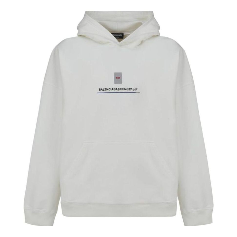 Balenciaga PDF Logo Oversized Popover Hoodie 'Off White' 674986TLVF89016 - 1