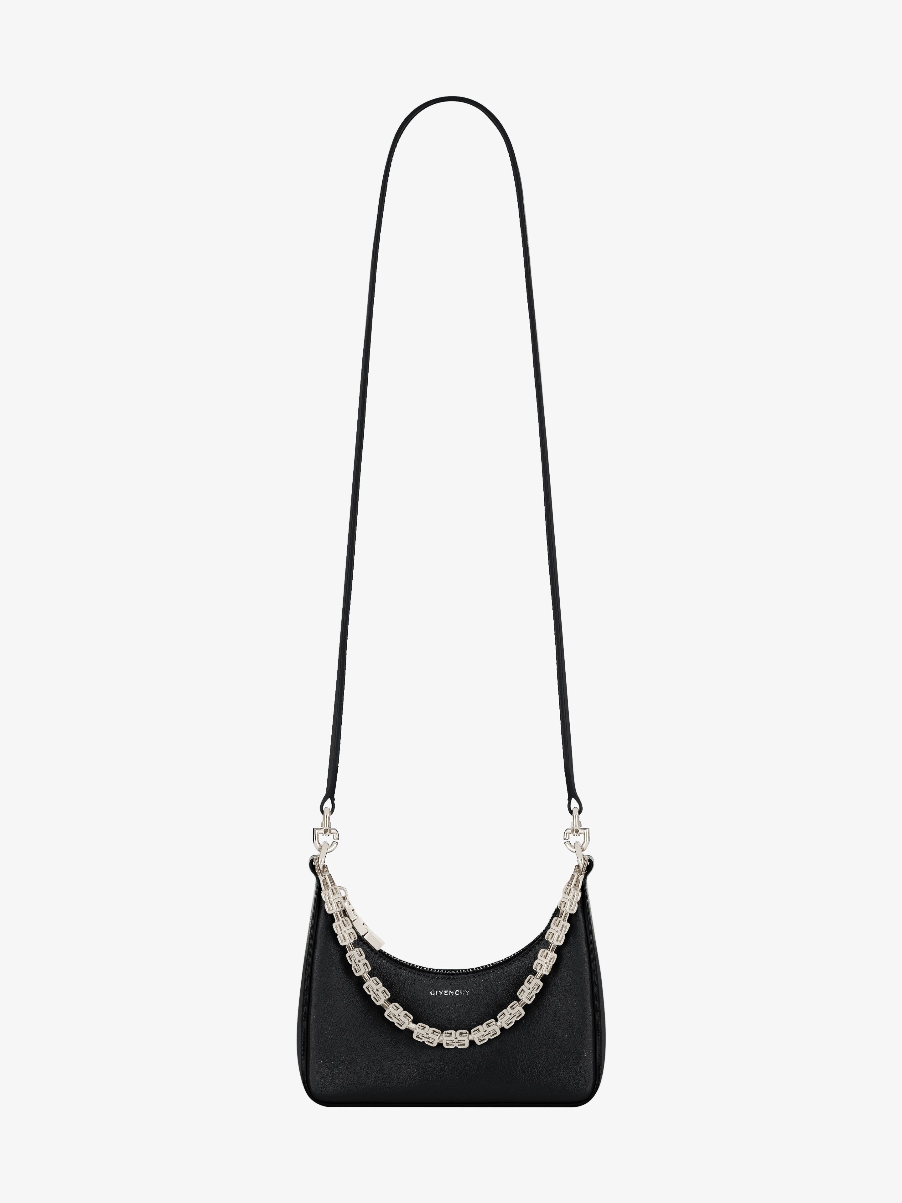 MINI MOON CUT OUT BAG IN LEATHER WITH CHAIN - 3