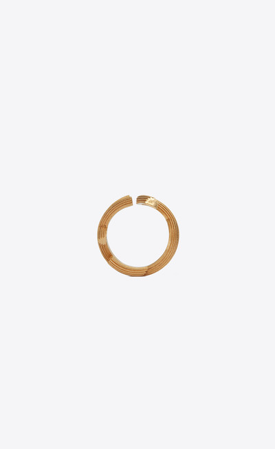 SAINT LAURENT monogram ring in striated brass outlook