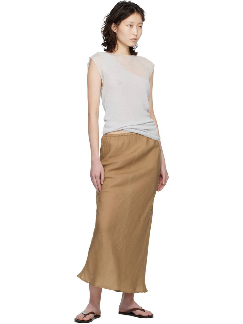 BASERANGE Tan Fine Linen Dydine Maxi Skirt outlook