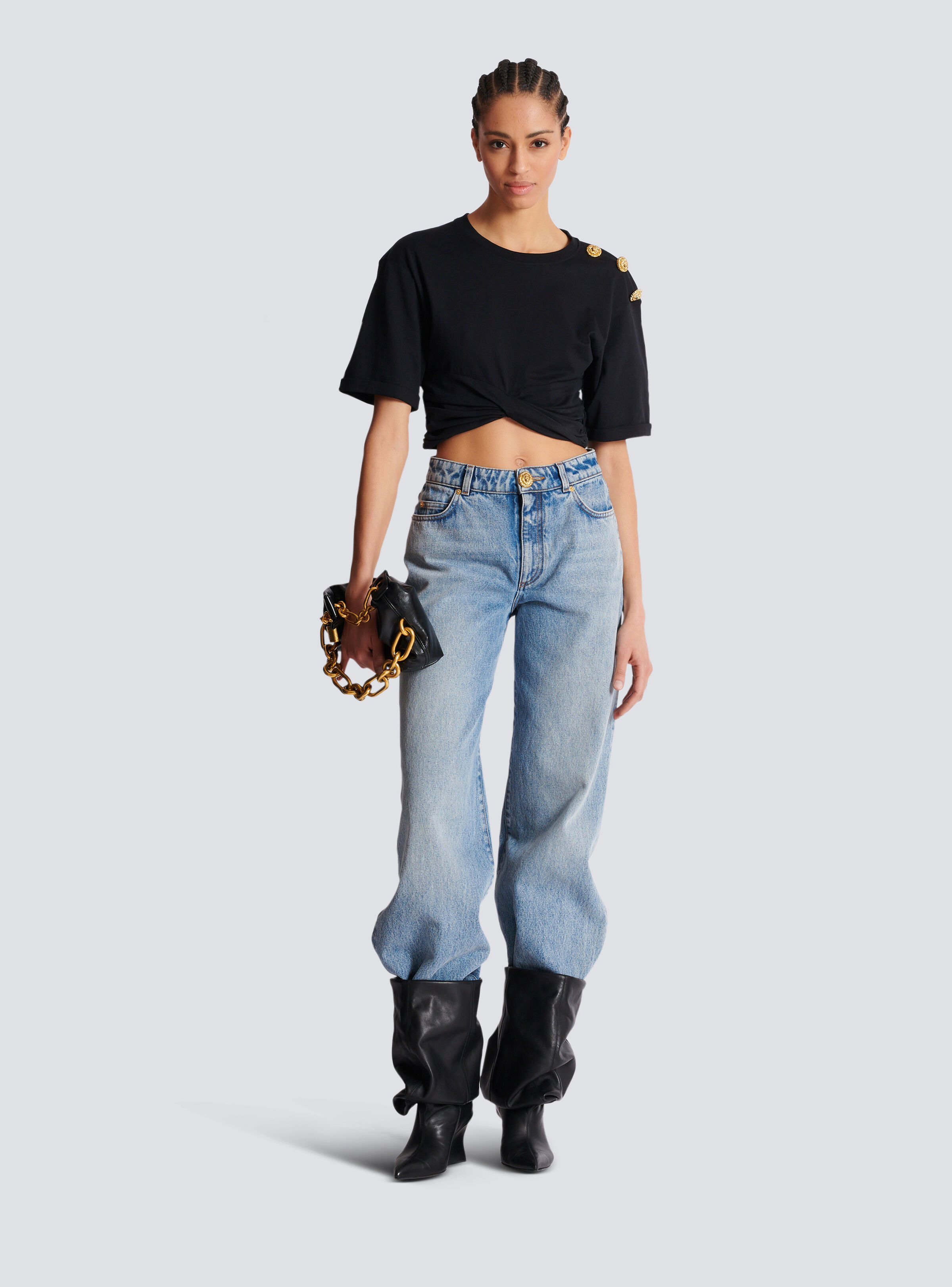 Straight-leg faded denim jeans - 2