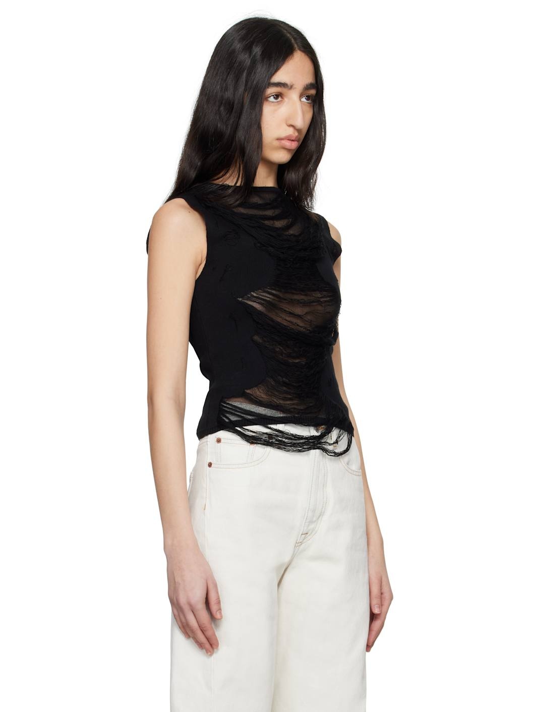 Black Distressed Tank Top - 2