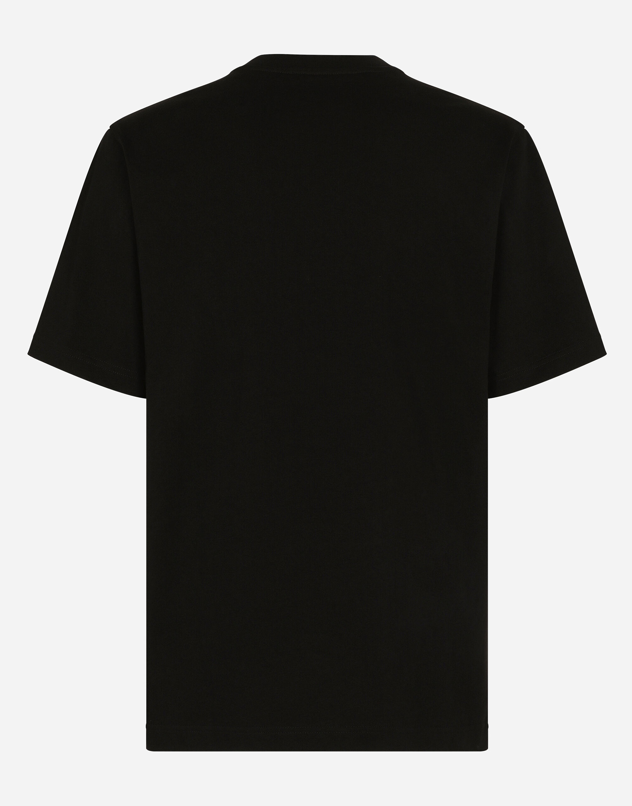 Cotton T-shirt with leather breast pocket and logo - 2