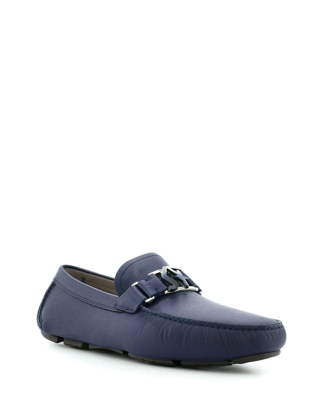 blue logo plaque loafers - 2
