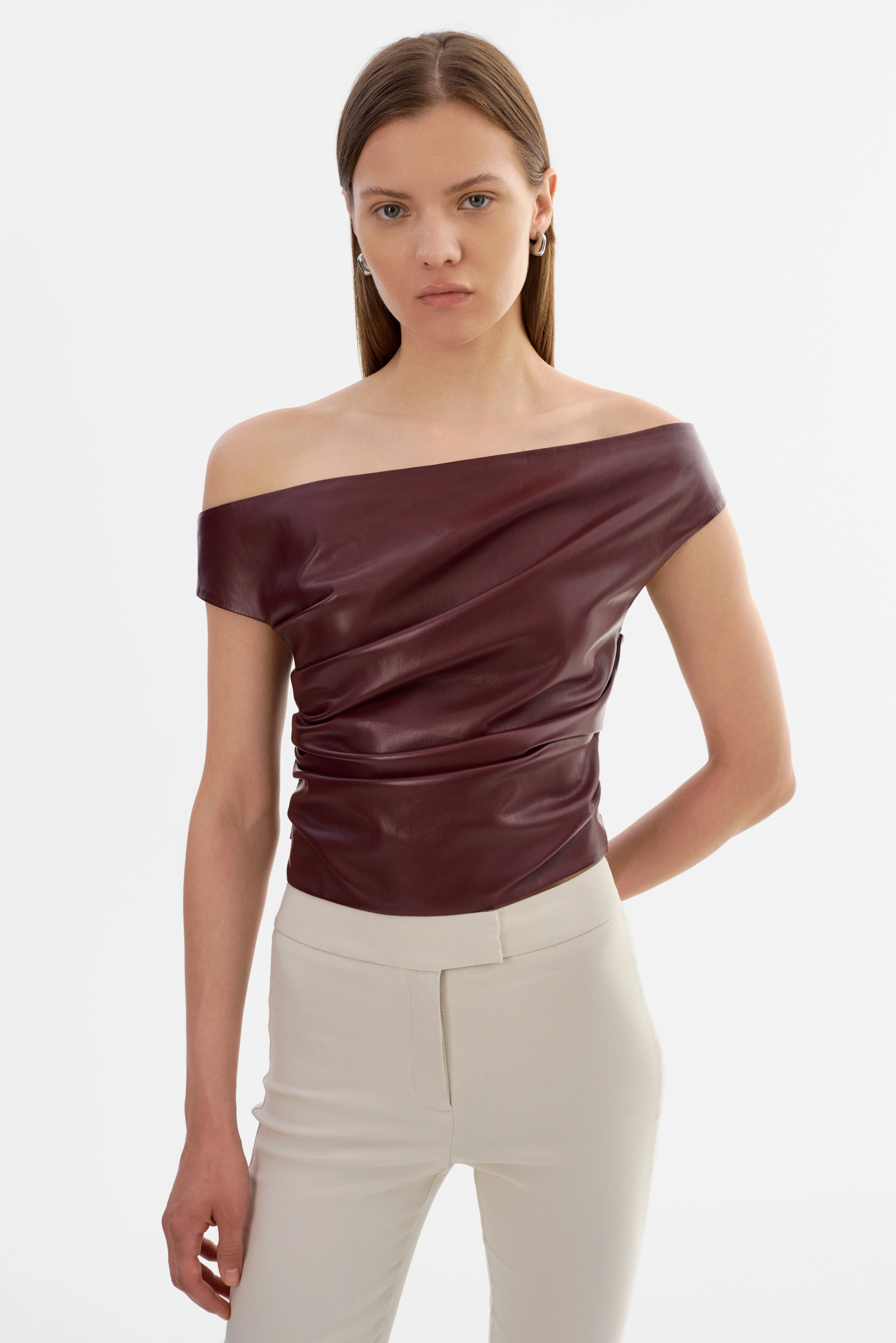 INES | Off Shoulder Faux Leather Top - 1
