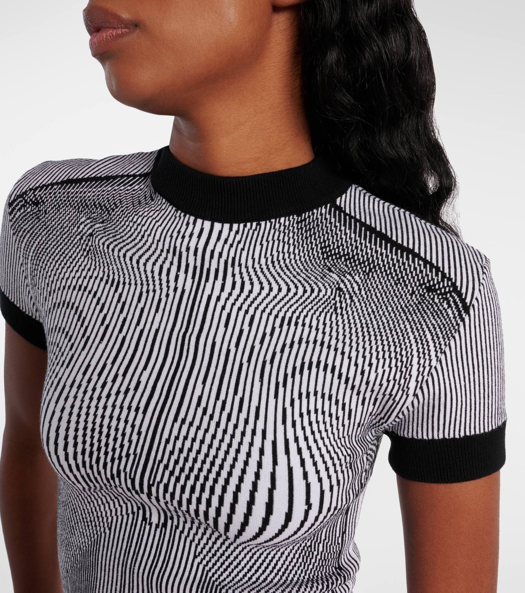 Morphing Pinstripe jacquard jersey top - 4