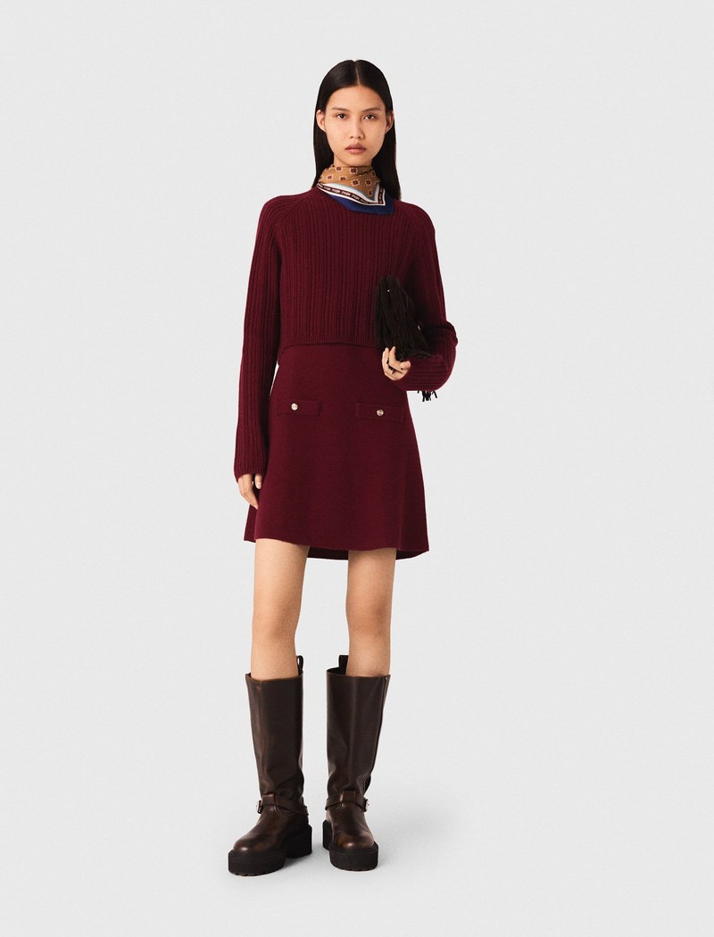 maje 2-in-1 knit mini dress outlook