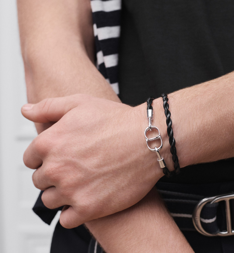 Dior CD Icon Woven Leather Double Bracelet outlook