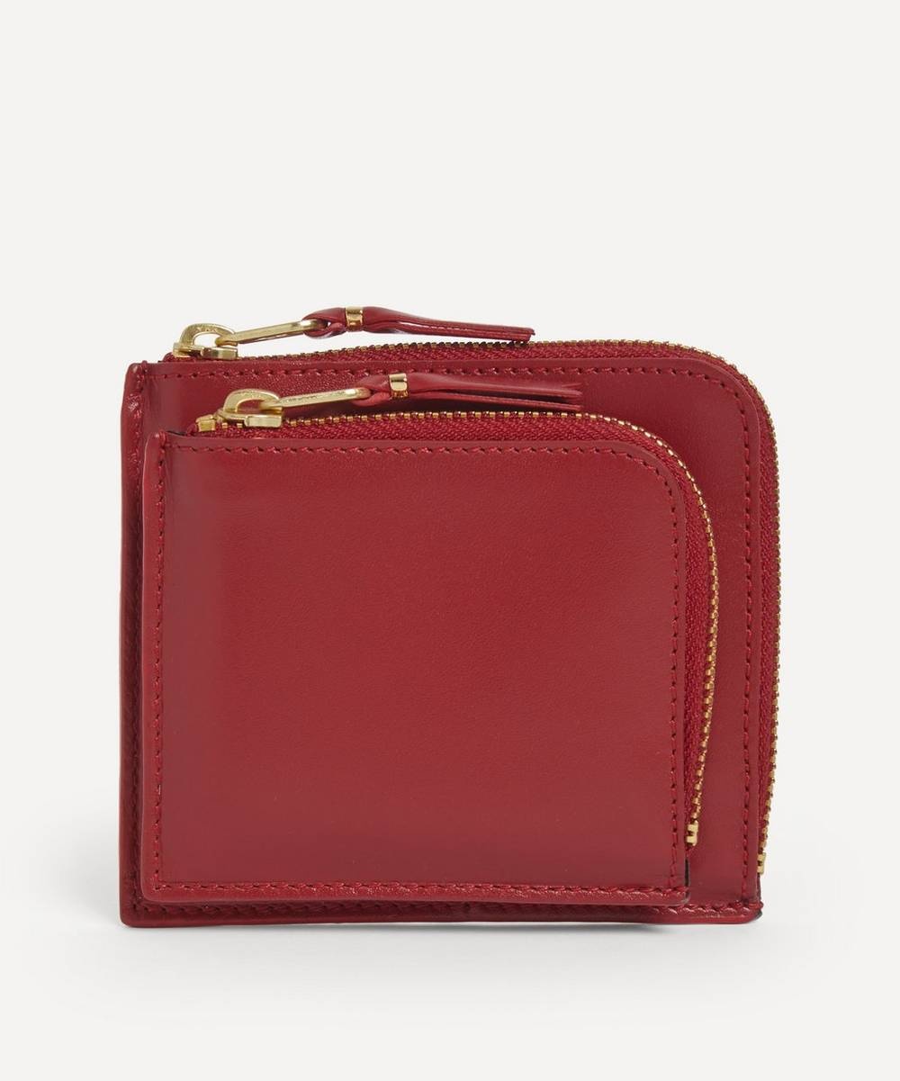 Outside Pocket Line Zip Around Leather Wallet - 1