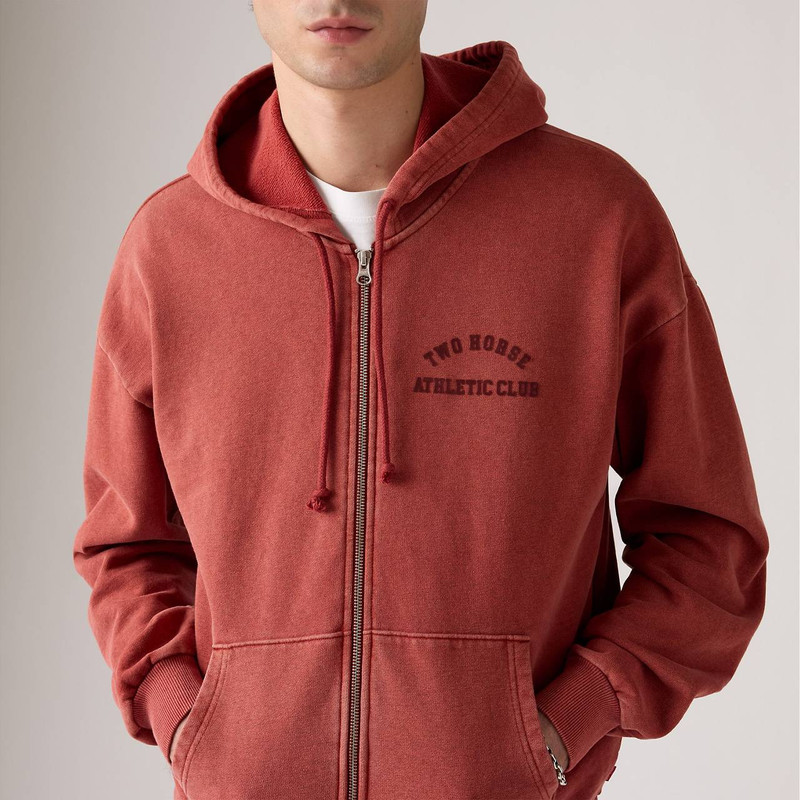 TWO HORSE CROPPED ZIP UP HOODIE SWEATSHIRT 5