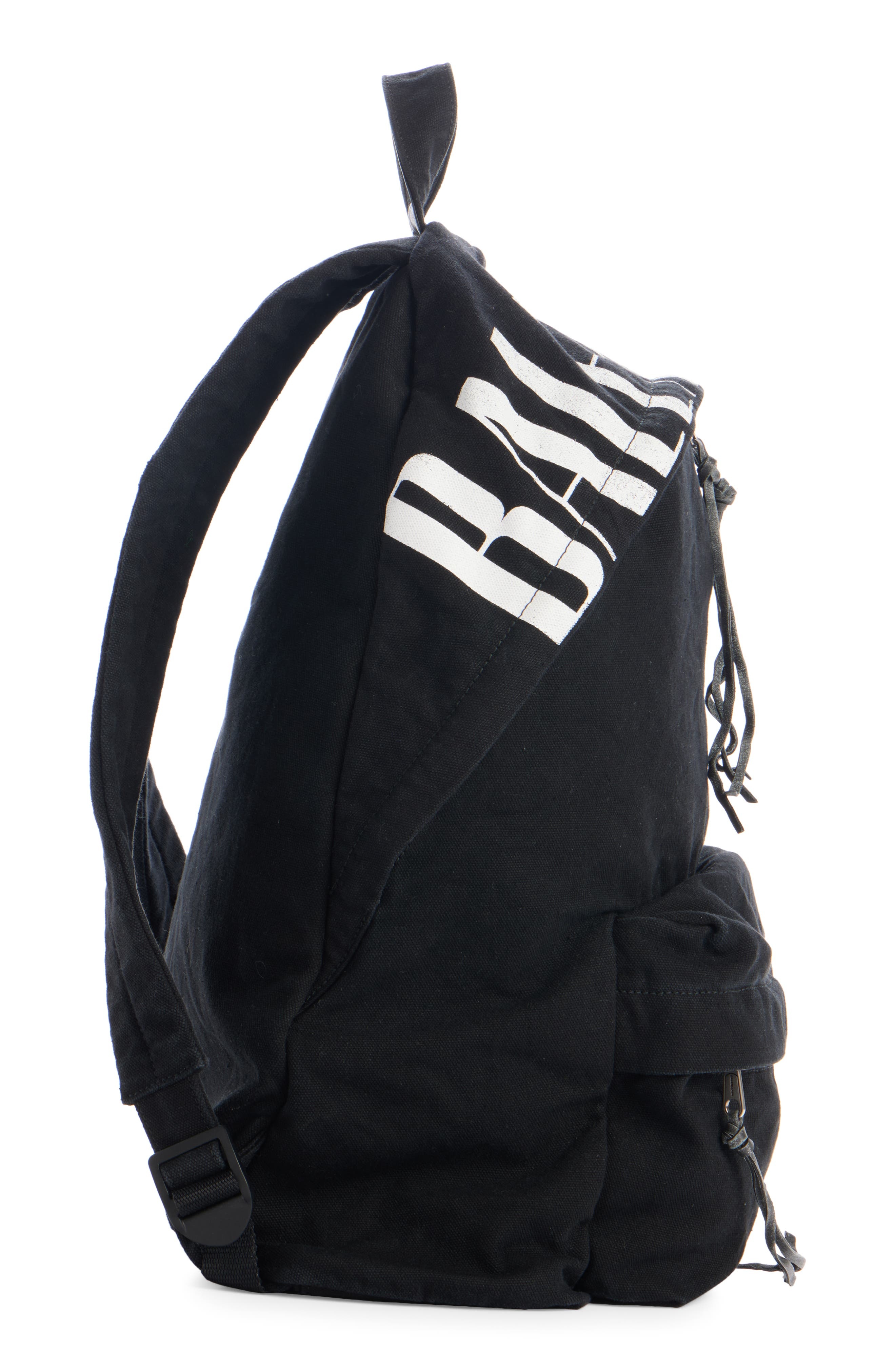 Balenciaga Editor Washed Cotton Canvas & Leather Backpack in Black/White at Nordstrom - 4