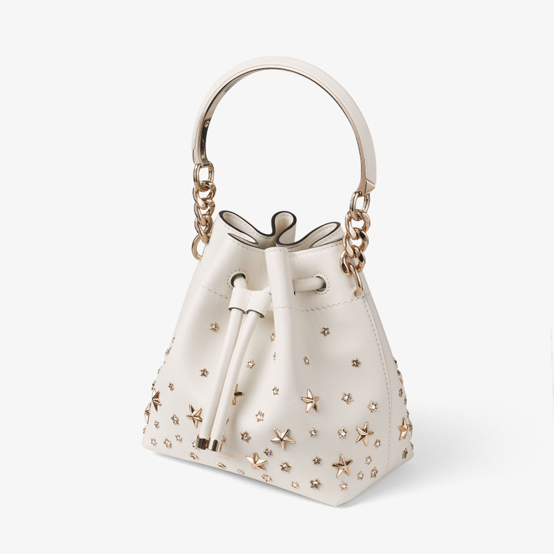 JIMMY CHOO Bon Bon Bucket S
Latte Calf Leather Mini Bucket Bag with Stars outlook