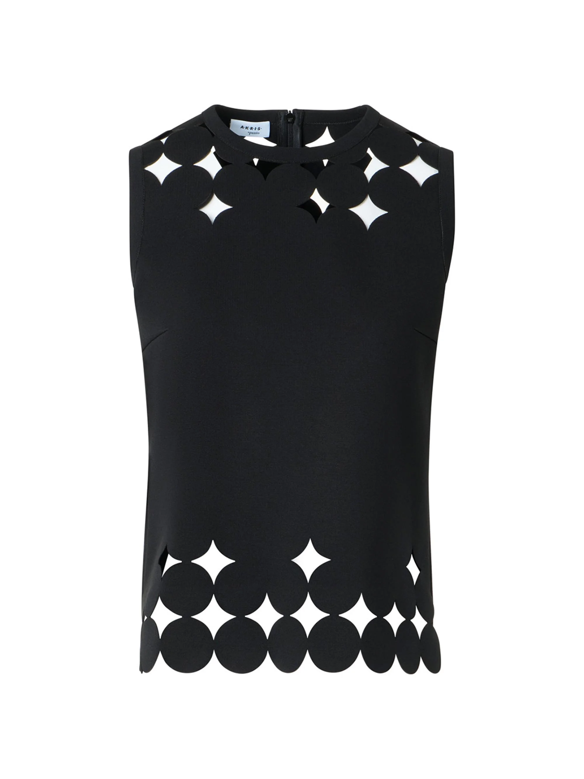 Women's Dropping Dot Cut Out Sleeveless Top - Black - 1