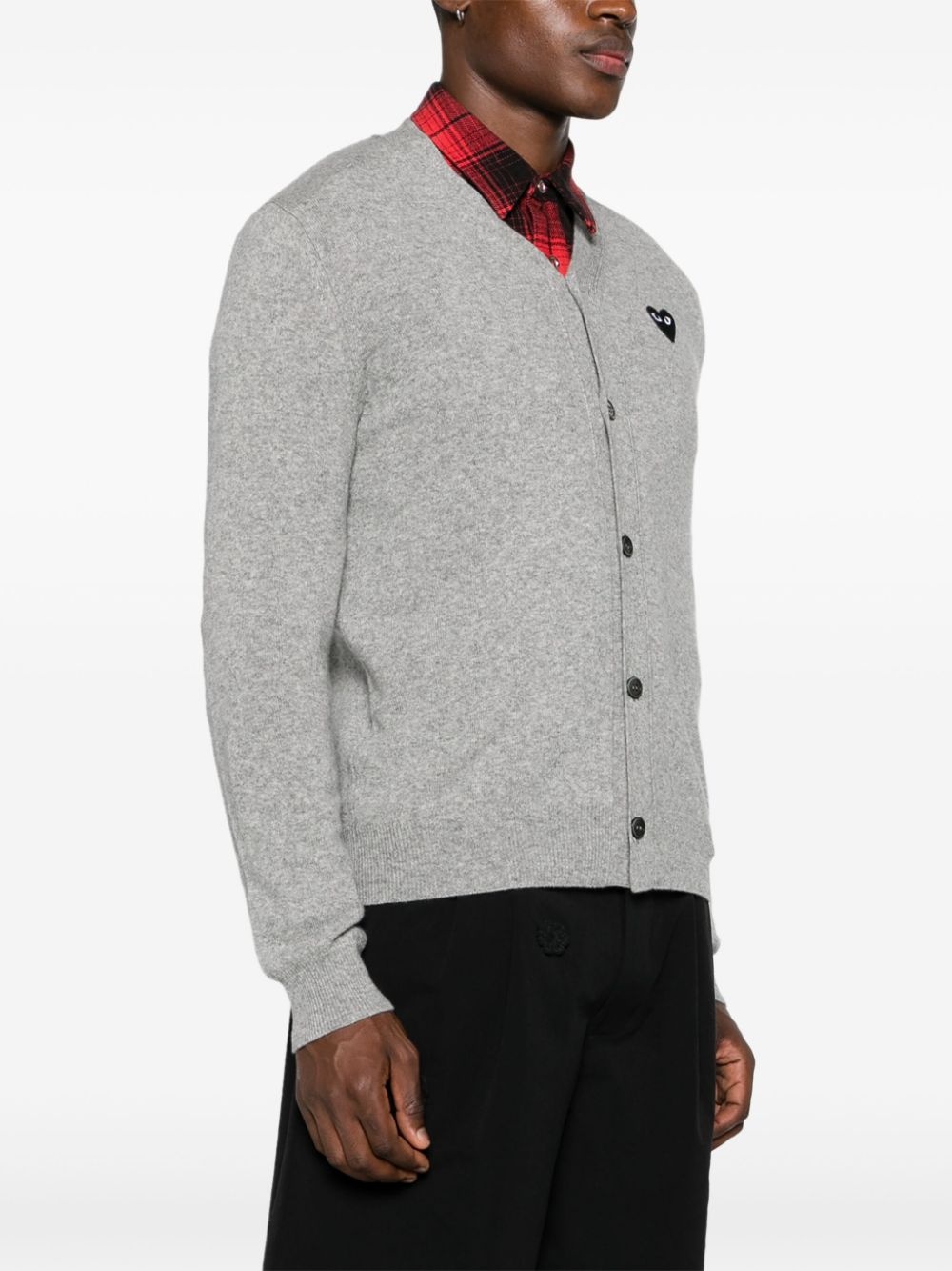 logo patch v-neck cardigan - 4