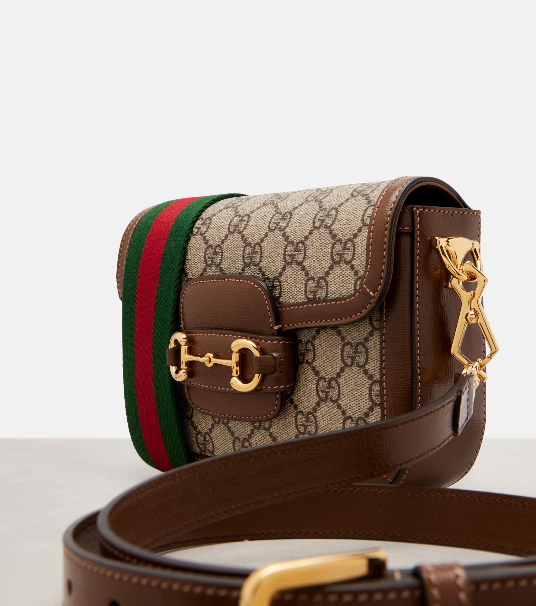 Gucci Horsebit 1955 Mini leather-trimmed shoulder bag - 5