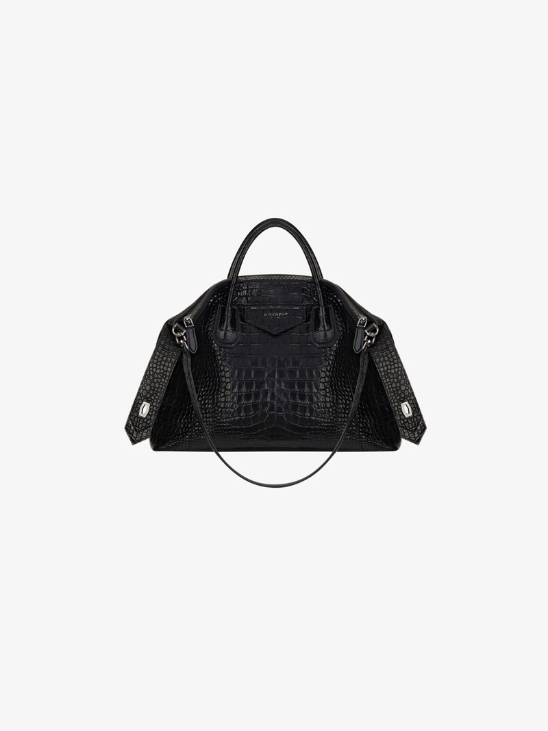 Medium Antigona Soft bag in crocodile effect leather 1