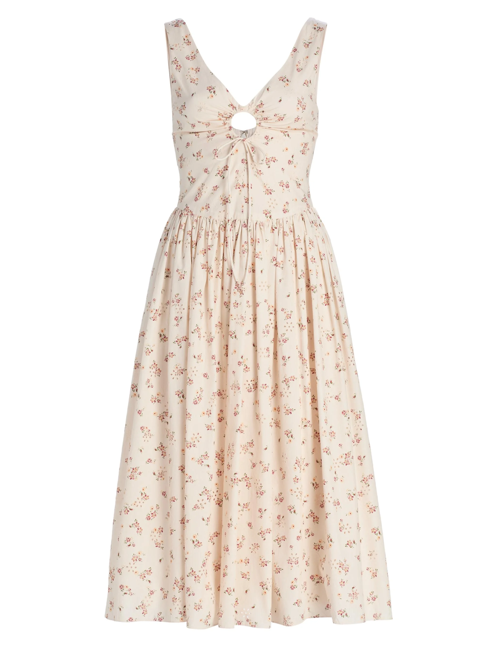 Women's Penelope Floral Cotton Keyhole Midi-Dress - Blush Pink - 1