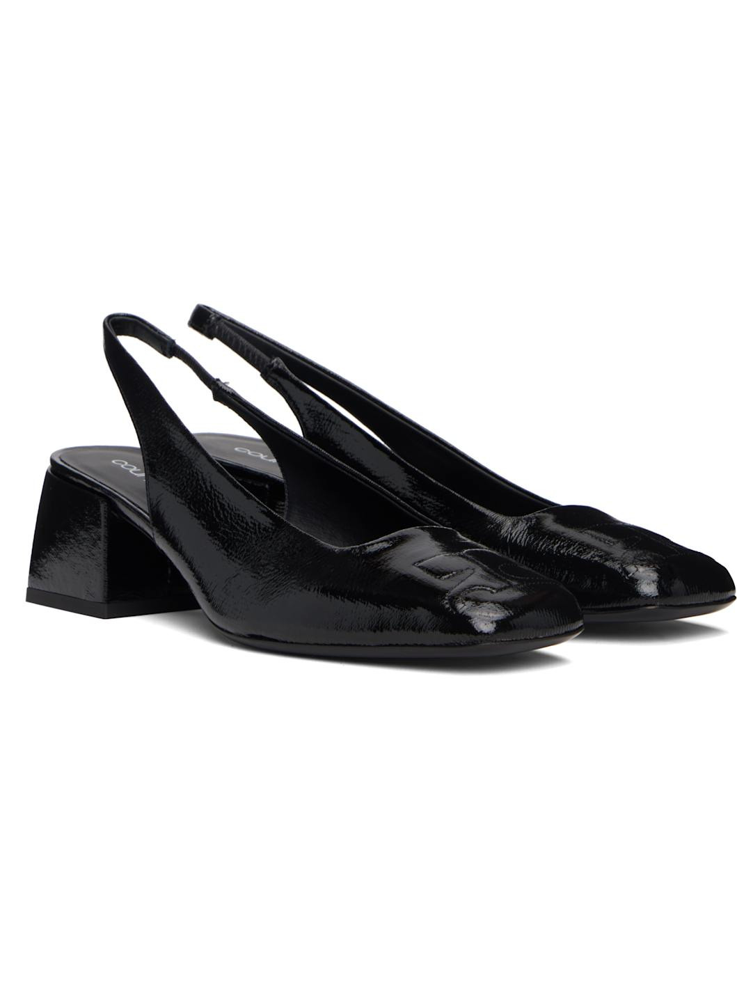 Black AC Vinyl Slingback Heels - 4