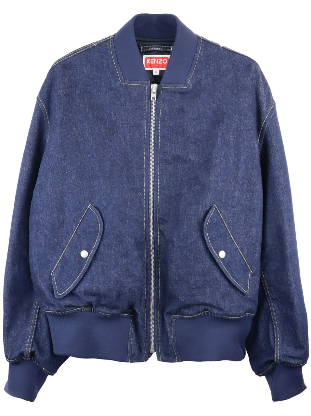 stud-embellished denim bomber jacket - 1