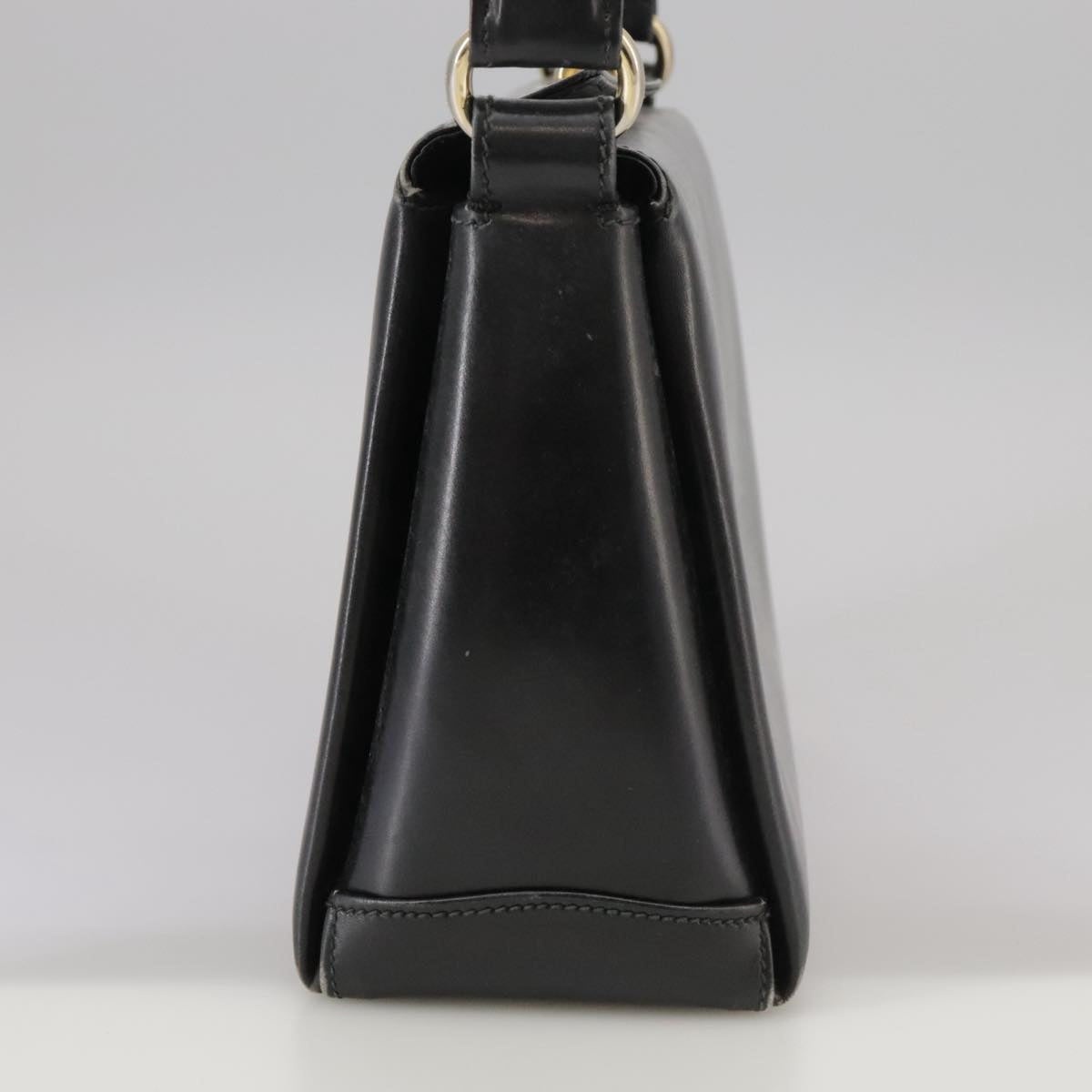 GUCCI Hand Bag Leather Black Gold - 6