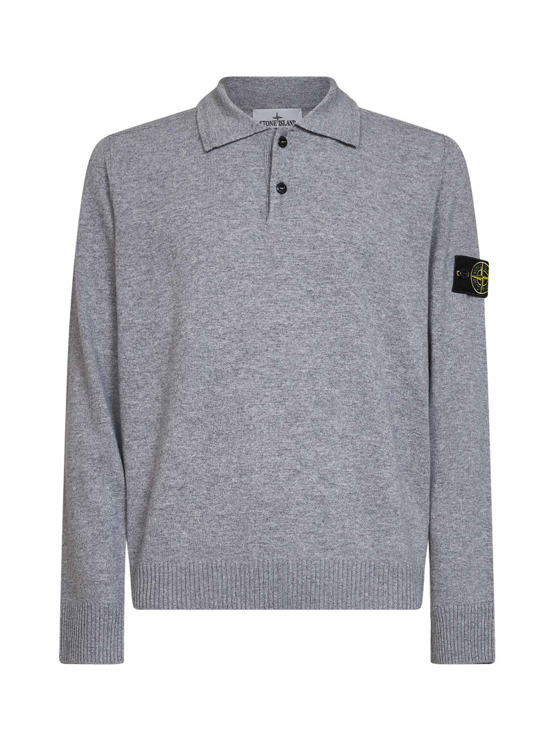 Melange grey lightweight RWS Geelong wool polo shirt 1
