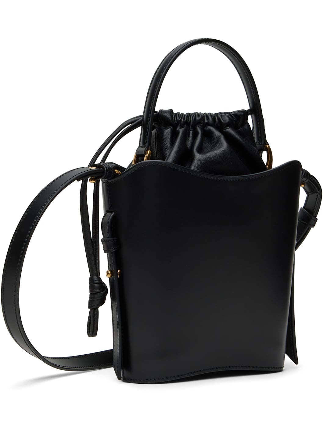 Black Leather Mini Paris Paris Bucket Bag - 3