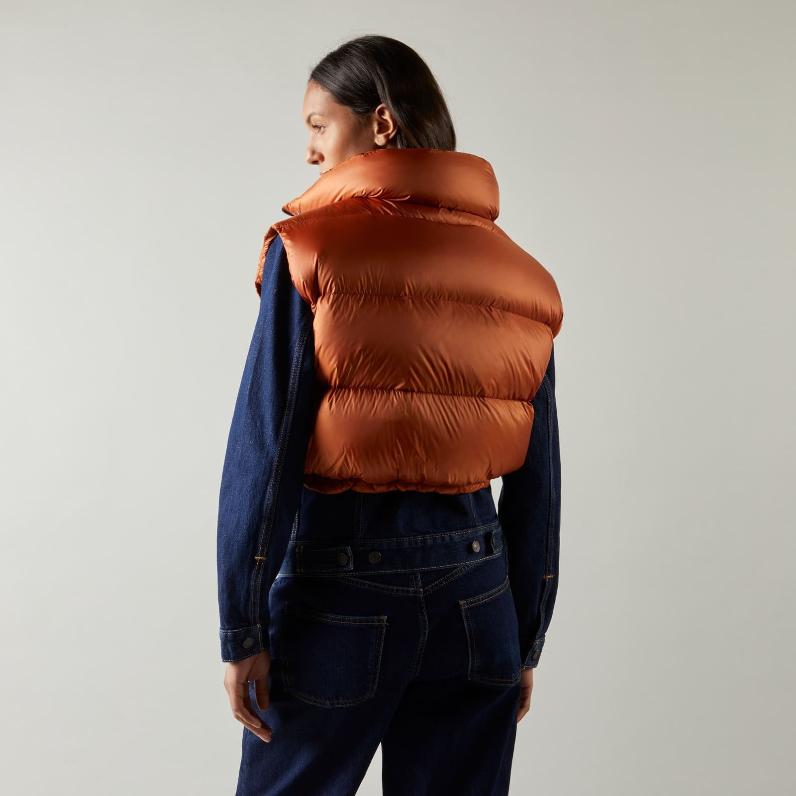 Cropped Down Gilet Orange - 5